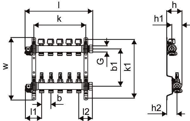 Uponor Heizkreisverteiler Vario S Edelstahl, FM 7 x 3/4 Eurokonus, als Komplettverteiler