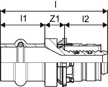 Uponor Kupplung S-Press PLUS 20 x 22 mm, Edelstahl/ CU V