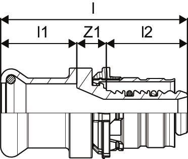Uponor Kupplung S-Press PLUS 20 x 22 mm, Edelstahl/ CU M