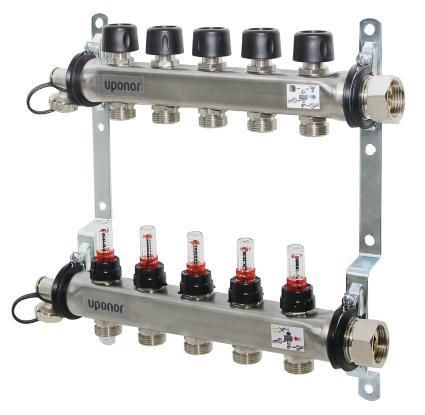Uponor Heizkreisverteiler Vario S Edelstahl, FM 7 x 3/4 Eurokonus, als Komplettverteiler