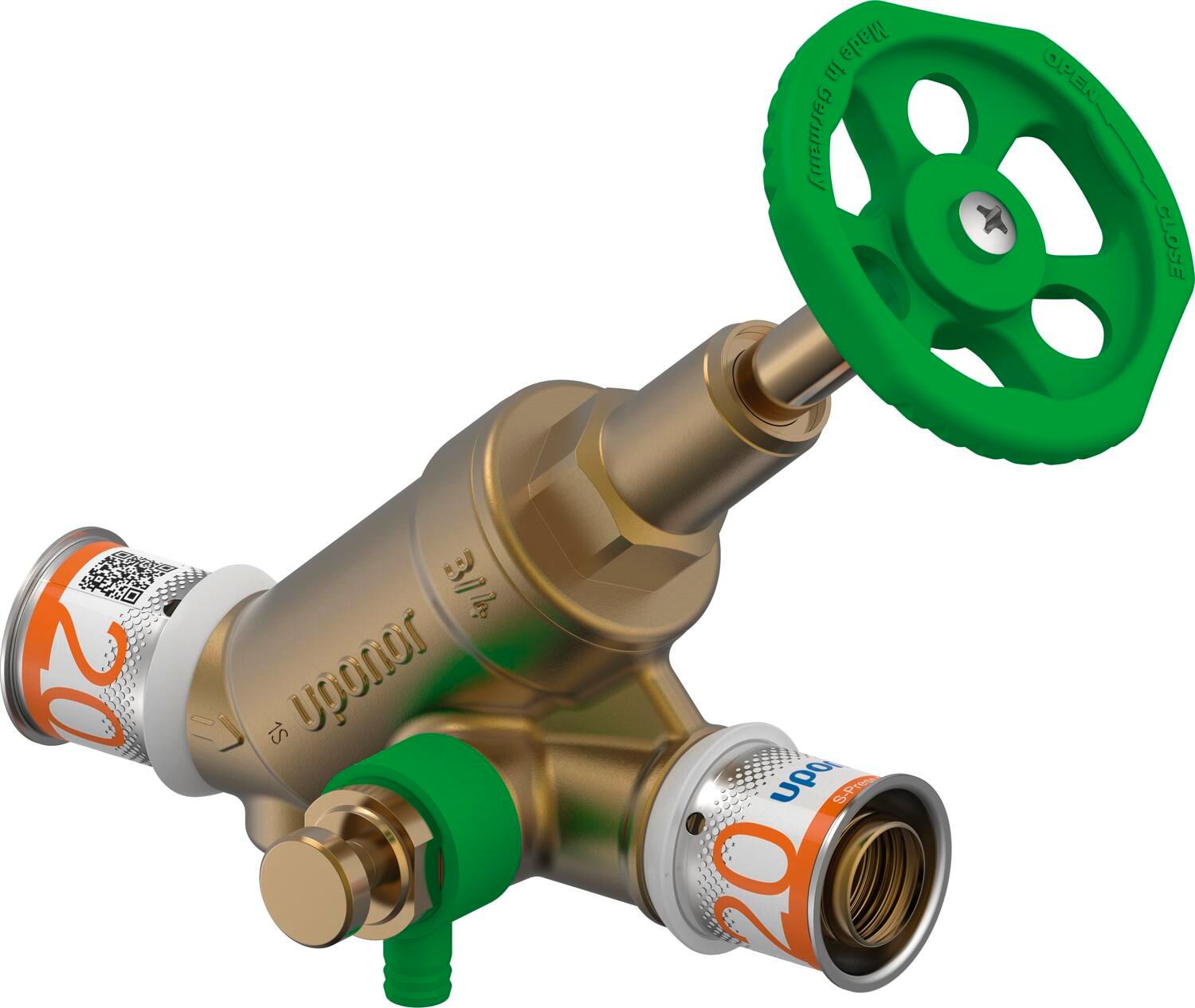 Uponor Schrägsitzventil S-Press PLUS 20 mm, Messing