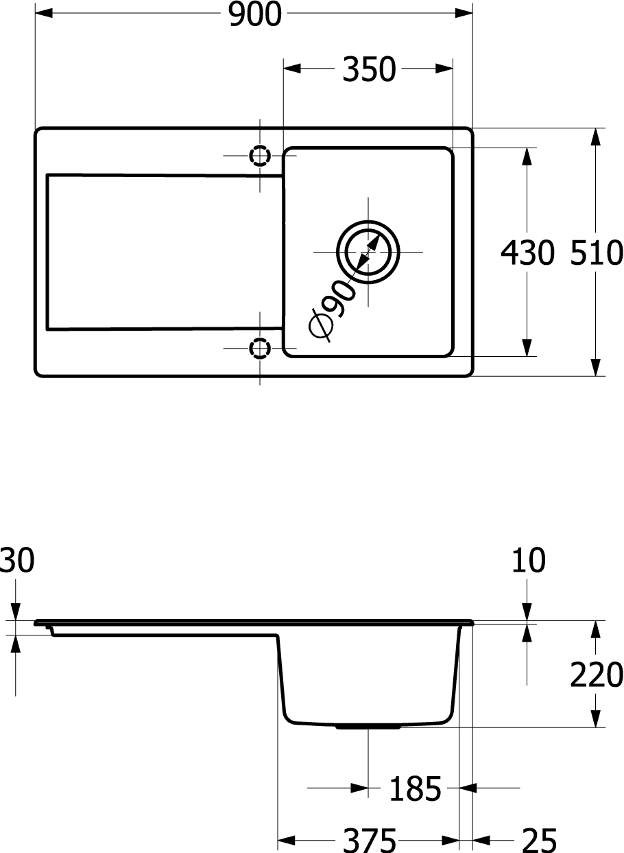 V&B Spüle Siluet 50 mit Ablaufgarnitur, Excenterbetätigung, stone white CeramicPlus