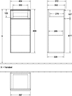 V&B Seitenschrank Venticello 40,4x86,6x37,2cm, links, Griff Copper, kansas oak