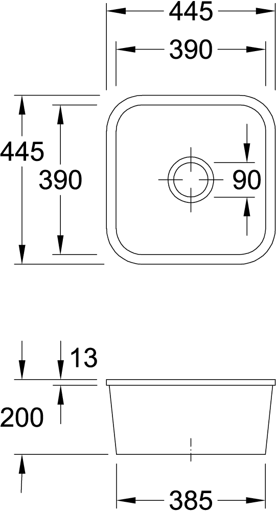 V&B Unterbauspüle Cisterna 50 Ablaufgarnitur, mit Excenterbetätigung, fossil CeramicPlus