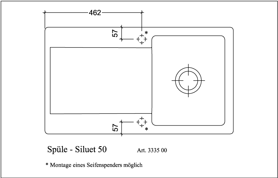 V&B Spüle Siluet 50 mit Ablaufgarnitur, Handbetätigung, timber CeramicPlus