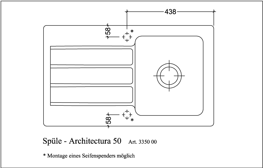 V&B Spüle Architectura 50 mit Ablaufgarnitur, Excenterbetätigung, graphit CeramicPlus