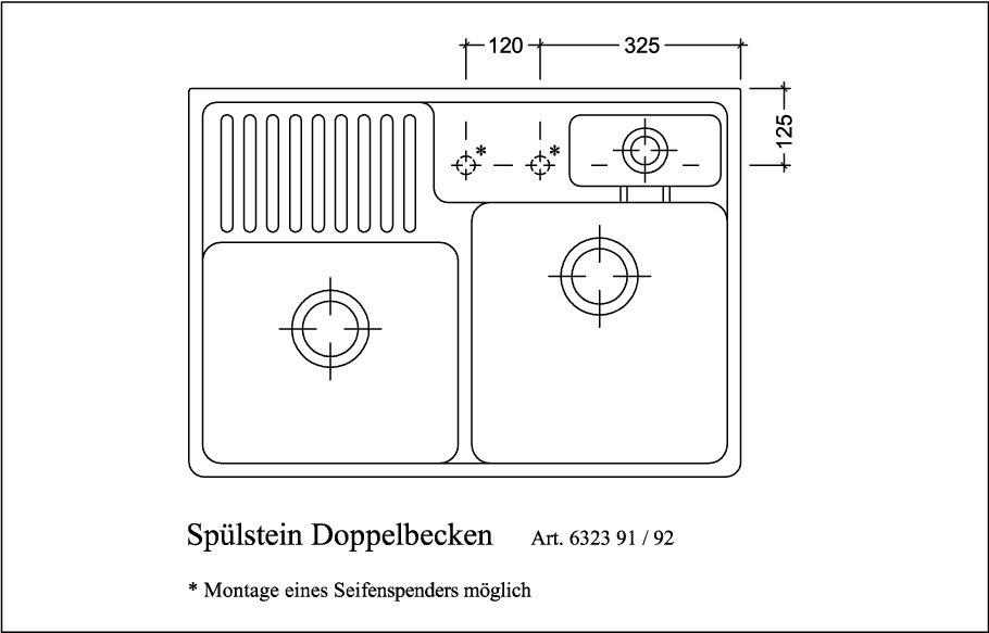 V&B Spülstein-Doppelbecken Resteschale, mit Ablaufgarnitur, Excenterbetätigung, chromit CeramicPlus
