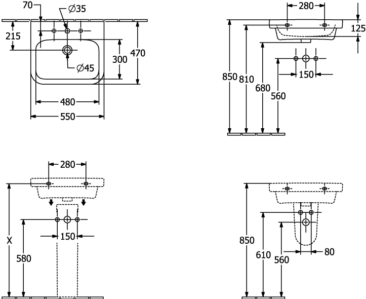V&B Ablaufhaube OMNIA Architectura weiß, für Waschtisch