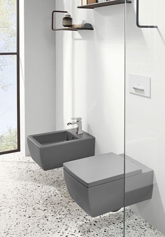 V&B Wand-Tiefspüler Memento 2.0, Direct Flush 37,5x56cm, graphite C-plus