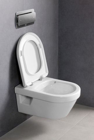 V&B Combi-Pack-Wand-Tiefspüler DirectFlush Architectura 37x53cm, oval, spülrandlos, wandhängend, waagerecht, mit WC-Sitz, weiß C-plus