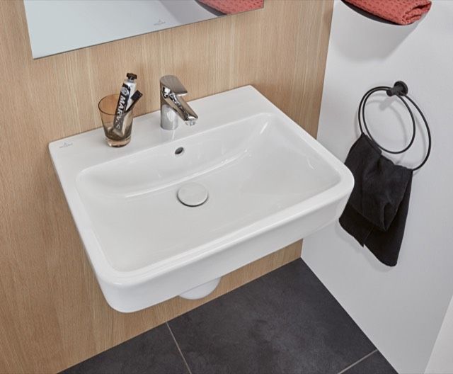 V&B Waschtisch O.Novo 60x46cm, eckig, mit Hahnloch, mit Überlauf, weiß C-plus