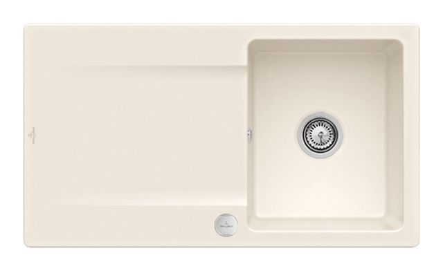 V&B Flächenbündige Spüle Siluet 50 Flat mit Ablaufgarnitur, Excenterbetätigung, crema