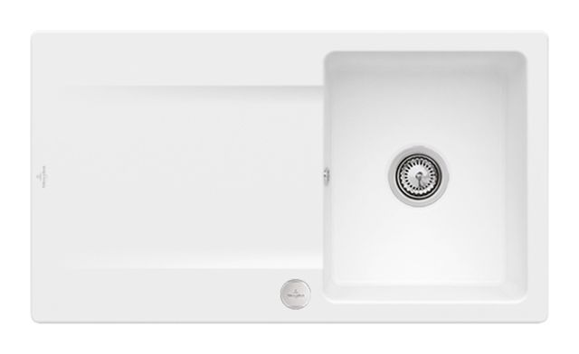 V&B Spüle Siluet 50 mit Ablaufgarnitur, Excenterbetätigung, stone white CeramicPlus