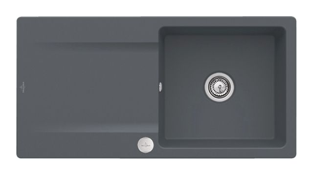 V&B Flächenbündige Spüle Siluet 60 Flat mit Ablaufgarnitur, Exzenterbetätigung, graphit CeramicPlus