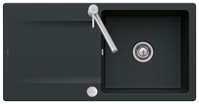 V&B Flächenbündige Spüle Siluet 60 Flat mit Ablaufgarnitur, Excenterbetätigung, ebony CeramicPlus