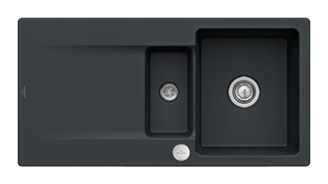 V&B Spüle Siluet 60 R mit Ablaufgarnitur, rund mit Excenterbetätigung, ebony CeramicPlus