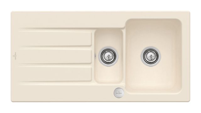 V&B Spüle Architectura 60 XR mit Ablaufgarnitur, rund mit Excenterbetätigung, ivory CeramicPlus