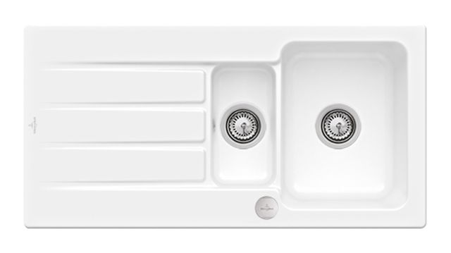 V&B Spüle Architectura 60 XR mit Ablaufgarnitur, rund mit Excenterbetätigung, snow white CeramicPlus