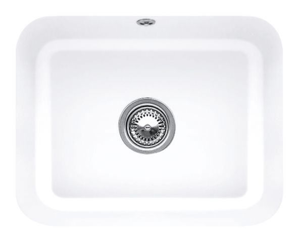 V&B Unterbauspüle Cisterna 60C mit Ablaufgarnitur, Excenterbetätigung, weiß alpin CeramicPlus