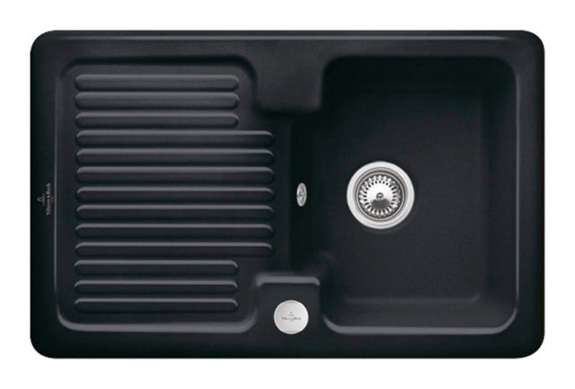 V&B Spüle Condor 45 mit Ablaufgarnitur, Excenterbetätigung, ebony CeramicPlus