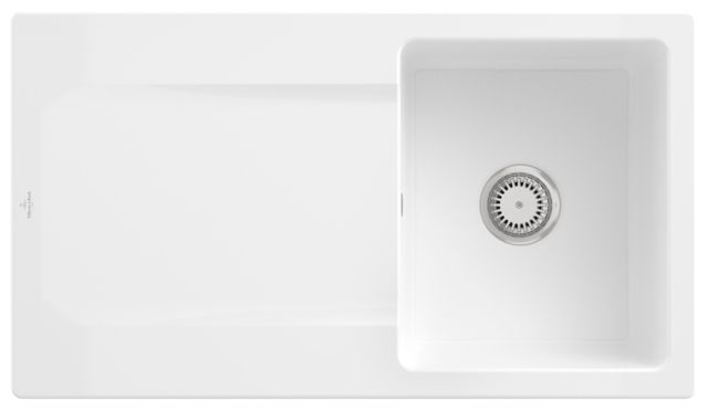 V&B Spüle Siluet 50 mit Ablaufgarnitur, Handbetätigung, weiß alpin CeramicPlus