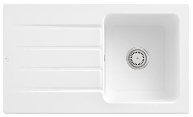 V&B Spüle Architectura 50 mit Ablaufgarnitur, Handbetätigung, stone white CeramicPlus