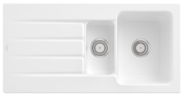 V&B Spüle Architectura 60 XR mit Ablaufgarnitur, rund mit Handbetätigung, stone white CeramicPlus