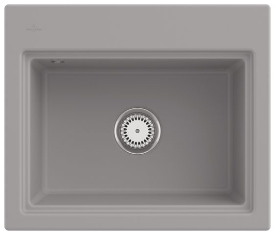 V&B Spüle Subway Style 60S Ablaufgarnitur, mit Handbetätigung und Abtropfgitter, fossil CeramicPlus