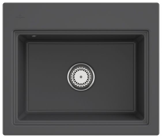 V&B Spüle Subway Style 60S Ablaufgarnitur, mit Handbetätigung und Abtropfgitter, graphit CeramicPlus