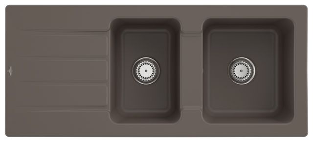 V&B Spüle Architectura 80 mit Ablaufgarnitur, Handbetätigung, timber CeramicPlus