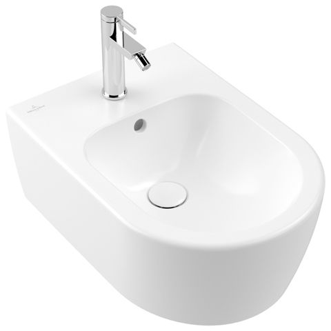 V&B Wand-Bidet AVENTO 37 x 53 cm, 1 Hahnloch, mit Überlauf, stone white C-plus