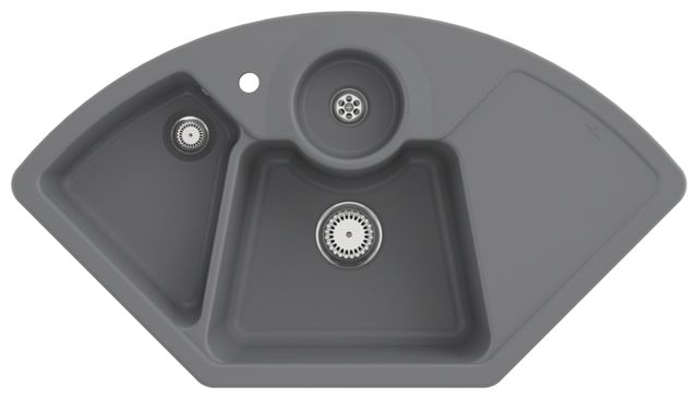 V&B Eckspüle Solo Eck mit Ablaufgarnitur, Handbetätigung, stone CeramicPlus