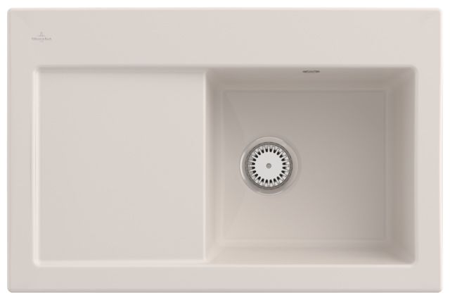 V&B Spüle Subway 45 mit Ablaufgarnitur, Handbetätigung, crema CeramicPlus
