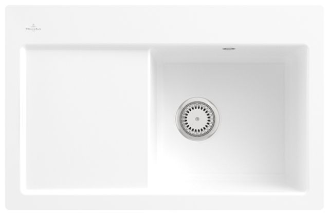 V&B Flächenbündige Spüle Subway 45 Flat mit Ablaufgarnitur, Handbetätigung, stone white
