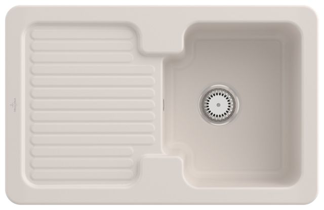 V&B Spüle Condor 45 mit Ablaufgarnitur, Handbetätigung, crema CeramicPlus