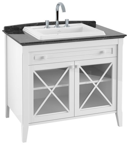 V&B Waschtisch-Unterschrank HOMMAGE 98,5 x 90,5 x 62 cm, mit Waschtisch, Front Walnut, weiß C-plus