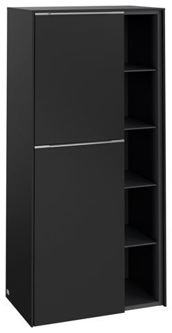 V&B Mittelschrank Subway 3.0 57,4x120x36,2cm, Schanier links/Griff Aluminium glänzend, volcano black