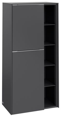 V&B Mittelschrank Subway 3.0 57,4x120x36,2cm, Schanier links/Griff Aluminium glänzend, graphite