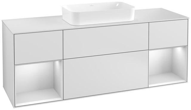 V&B Waschtisch-Unterschrank Abdeckplatte white matt Finion 160x60,3cm, Regal White matt lacquer, White matt lacquer