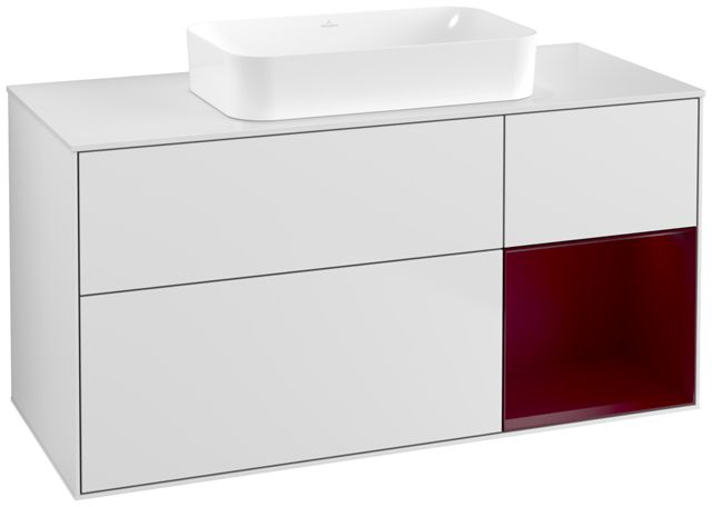 V&B Waschtisch-Unterschrank Finion 120x60,3x50,1cm, Regal rechts Peony, White matt lacquer