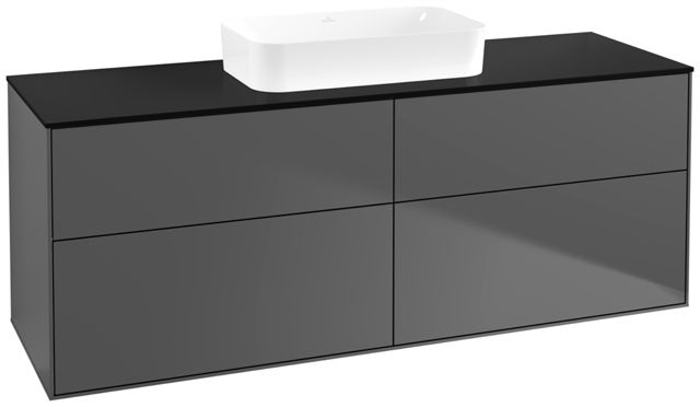 V&B Waschtisch-Unterschrank Finion 160x60,3x50,1cm, Glass Black Matt, Anthracite matt