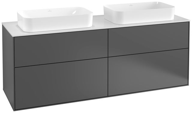 V&B Waschtisch-Unterschrank Wandbeleuchtung Finion 160x60,3cm, Abdeckplatte white matt, Anthracite matt