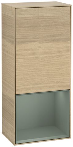 V&B Seitenschrank Wandbeleuchtung Finion 41,8cm, links, Regal unten Olive Matt, Oak Veneer