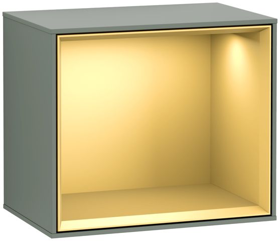 V&B Regalmodul Wandbeleuchtung Finion 41,8x35,6x27cm, Regal Gold Matt, Olive Matt Lacquer