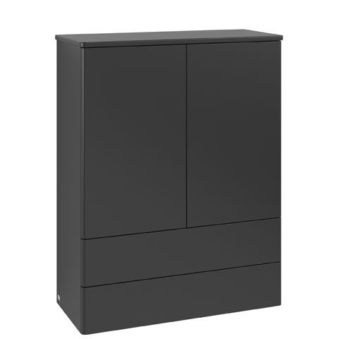 V&B Highboard ohne Frontstruktur Antao 81,4x103,9x35,6cm, Waschbeckenplattenfarbe Lack, black matt lacquer