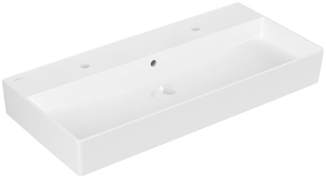 V&B Waschtisch Memento 2.0 100x47cm, 2xHahnloch, mit Überlauf, weiß alpin C-plus