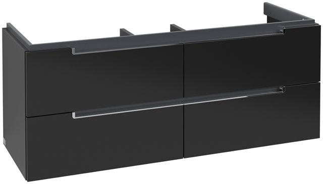 V&B Waschtisch-Unterschrank Subway 2.0 128,7 x 52 x 44,9 cm, Griff chrom, black matt lacquer
