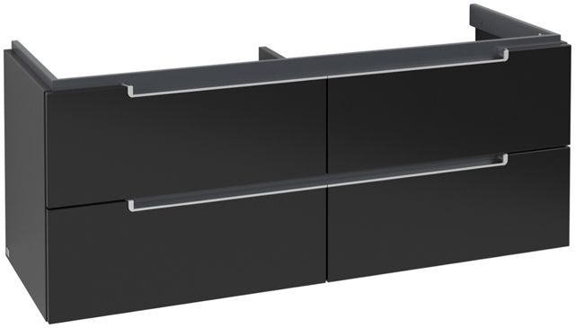 V&B Waschtisch-Unterschrank Subway 2.0 128,7x52x44,9cm, Griff silber matt, black matt lacquer