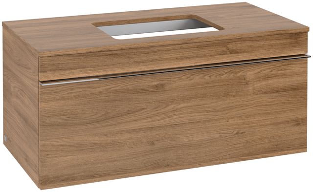 V&B Waschtisch-Unterschrank Venticello 95,7x43,6x50,2cm, Waschtisch mittig, Griff Chrom, kansas oak