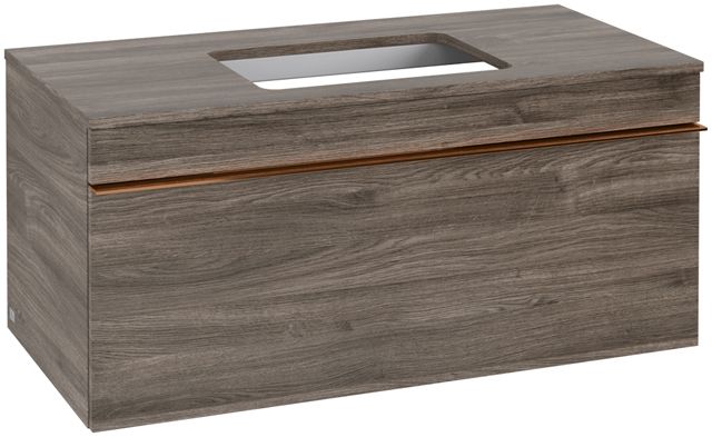 V&B Waschtisch-Unterschrank Venticello 95,7x43,6x50,2cm, Waschtisch mittig, Griff Copper, stone oak